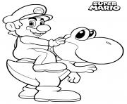 Coloriage super mario et yoshi les meilleurs amis