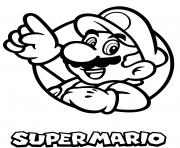 Coloriage super mario bros avec logo classique