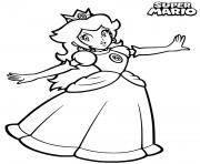 Coloriage princesse peach heureuse avec un sourire