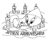 Coloriage titi anniversaire