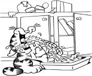 Coloriage Garfield se goinfre