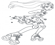 Coloriage barbie video game hero fait du patins a roues alignees