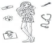 Coloriage docteur animaux barbie veterinaire