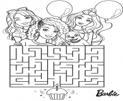 Coloriage barbie labyrinthe anniversaire cupcake