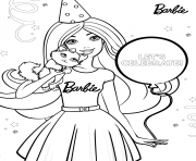 Coloriage anniversaire de barbie princesse