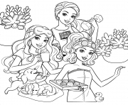 Coloriage barbie et ses amis soiree entre filles