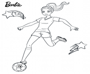 Coloriage barbie joue au foot sport