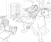 Coloriage barbie princesse avec son cheval tawny