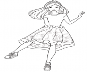 Coloriage barbie princesse avec une robe de fleurs