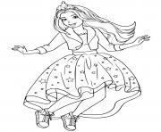 Coloriage barbie princesse fait un saut de joie