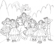 Coloriage barbie princesse et ses amies avec le prince