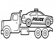 Coloriage remorquage voiture de policier