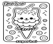 Coloriage glace au cerise avec chat