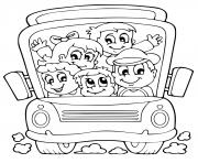 Coloriage bus scolaire avec etudiants