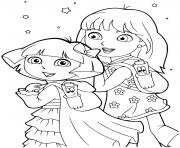 Coloriage dora et sa grande soeur rentree scolaire