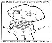 Coloriage dora fait du jardinage