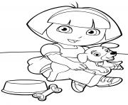 Coloriage dora et son chien adorable animal