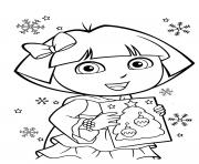 Coloriage dora carte de noel et temps des fetes