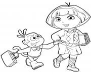 Coloriage dora retourne a lecole rentree scolaire