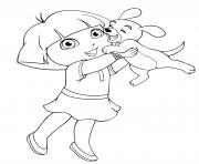 Coloriage dora embrasse son chiot