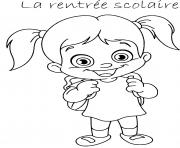 Coloriage prete pour la rentree scolaire fille avec sac a dos