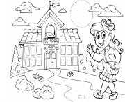 Coloriage une etudiante la rentree scolaire