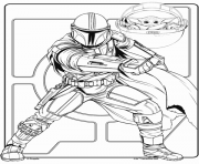 Coloriage Mandalorian avec Baby Yoda Crayola