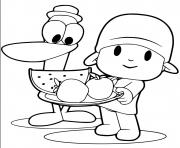 Coloriage pocoyo aime les fruits