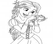 Coloriage une princesse qui taquine son animal de compagnie