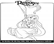 Coloriage disney raiponce agrippee sur ses cheveux