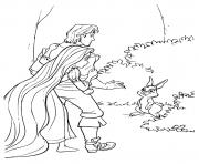 Coloriage le prince et la princesse trouvent un lapin