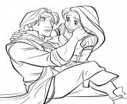 Coloriage raiponce apeuree de la sante de flynn rider