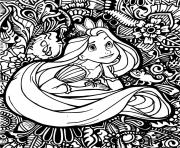 Coloriage mandala disney princesse raiponce en reflexion