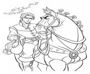 Coloriage flynn rider et cheval maximus ne sont pas content