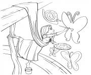 Coloriage raiponce dessine des papillons et un escargot