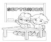 Coloriage septembre etudiants ecole maternelle fille garcon