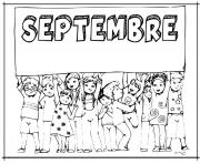 Coloriage septembre vive la rentree scolaire etudiants ecole