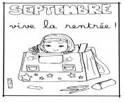 Coloriage septembre la rentree scolaire sac ecole fille