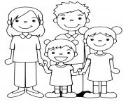 Coloriage famille enfants parents papa mama