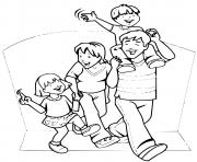 Coloriage une famille qui passe un moment agreable