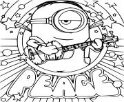 Coloriage Stuart Minion Peace Card