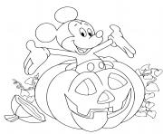 Coloriage mickey mouse dans une citrouille