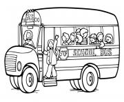 Coloriage autobus scolaire avec chauffeur