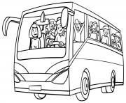 Coloriage bus rempli de passager pour les vacances