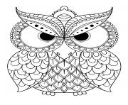 Coloriage hibou chouette mandala adulte