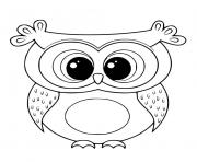 Coloriage hibou mignon kawaii oiseau nocturne