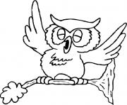 Coloriage un hibou qui a sommeil le jour