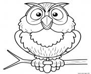 Coloriage vieux hibou sur un arbre