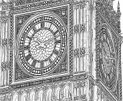 Coloriage big ben horloge au sommet de la tour elisabeth