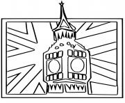 Coloriage Big Ben Angleterre Horloge drapeau anglais